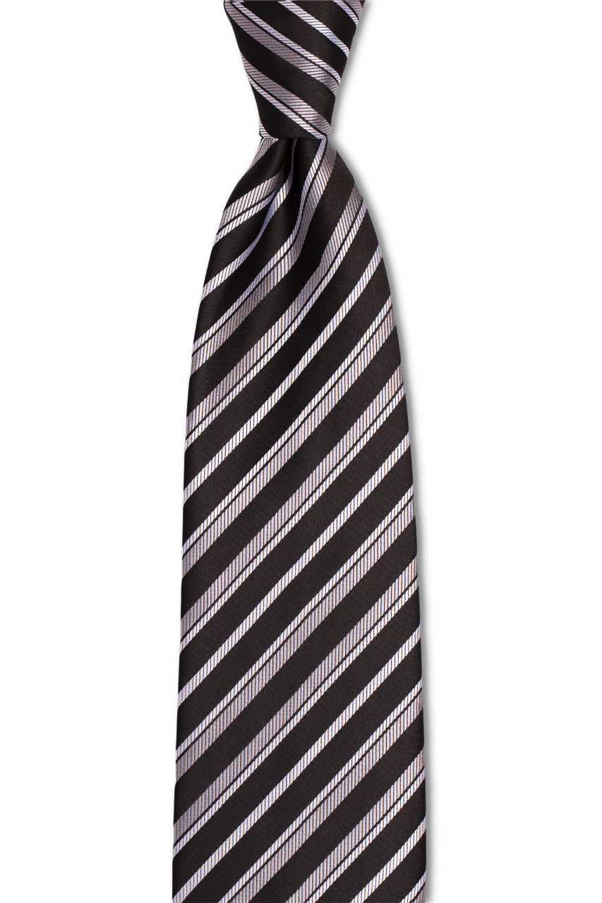 Black Silver Stripes Skinny Tie