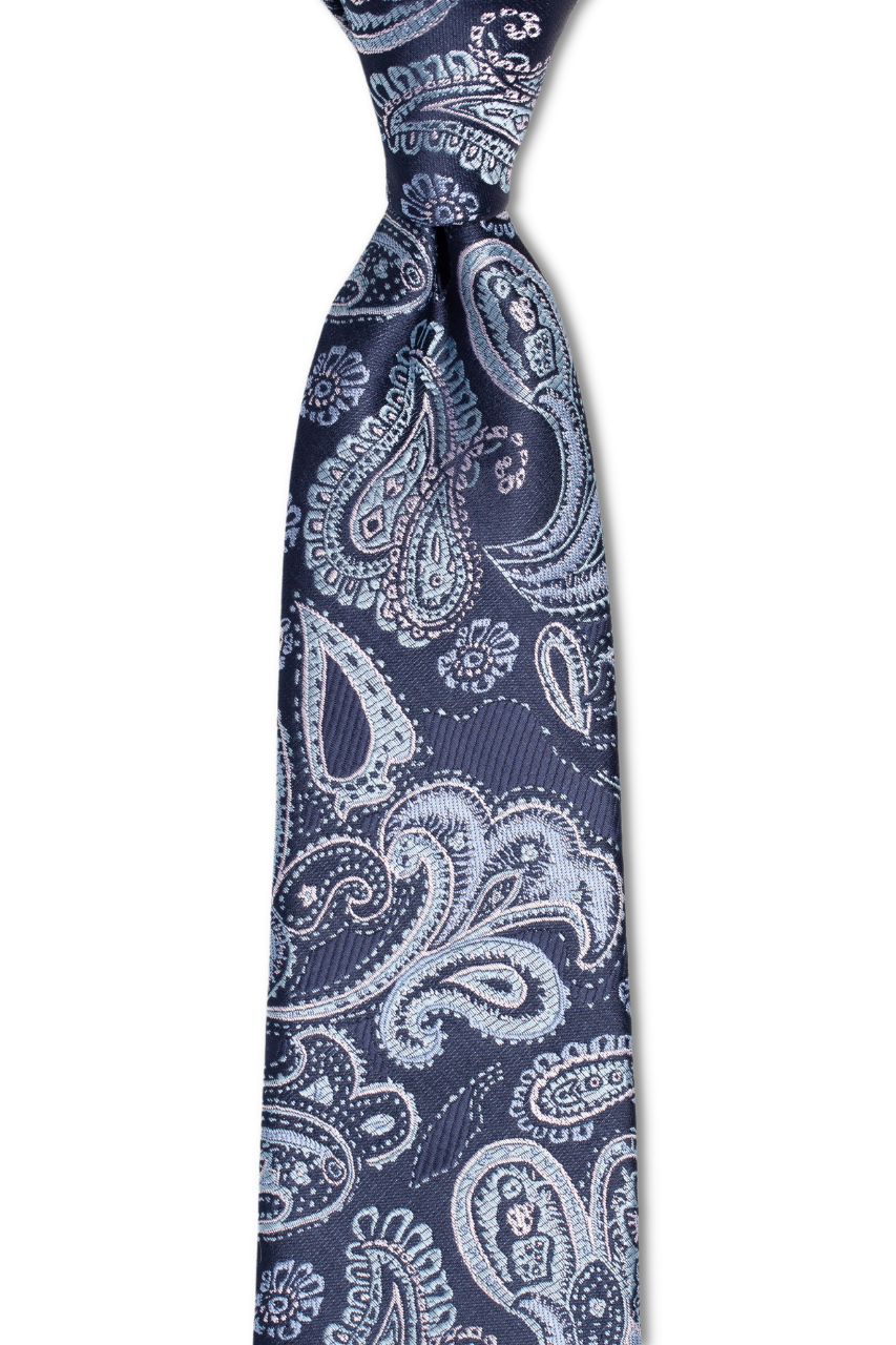 Blue Silver Paisley Tie