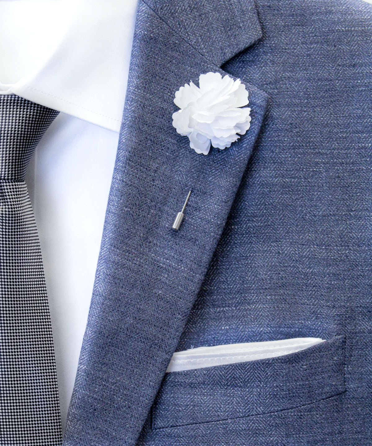 White Hearts Flower Lapel Pin