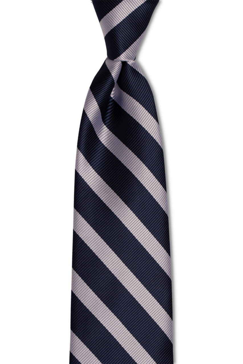 Navy Blue Silver Stripe Skinny Tie