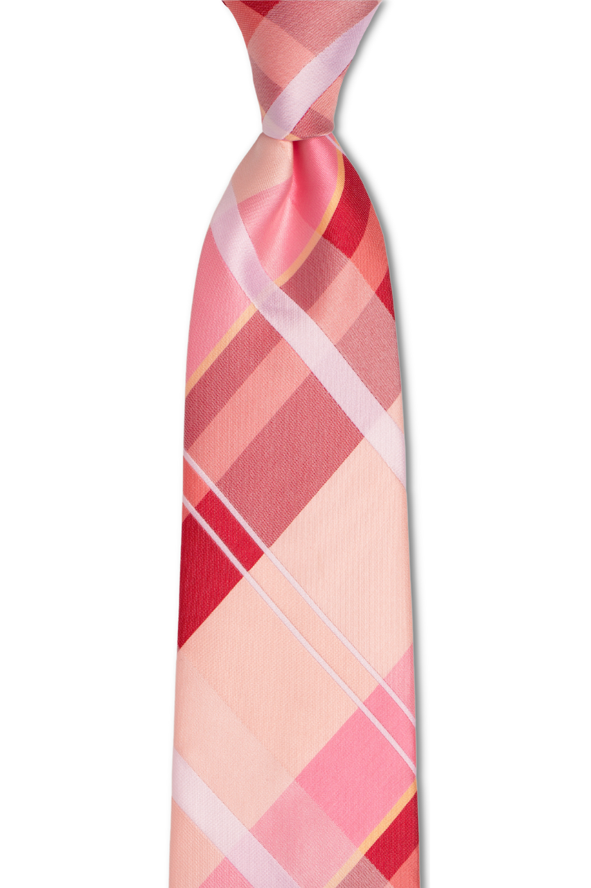 Peach Plaid Skinny Tie