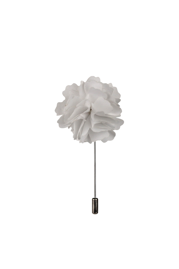 White Hearts Flower Lapel Pin GoTie