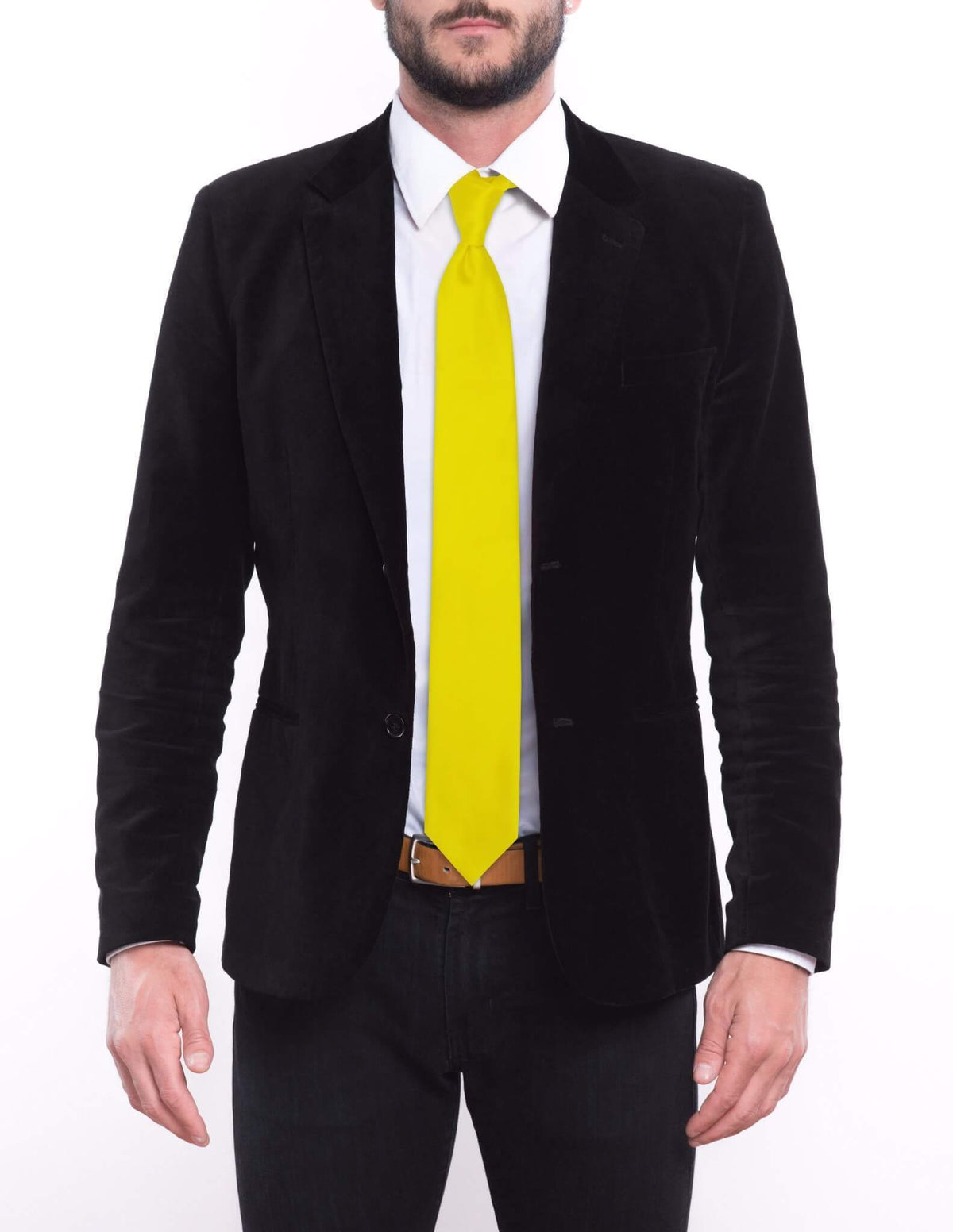 Bright Solid Yellow Skinny Pre-tied Tie, Tie, GoTie