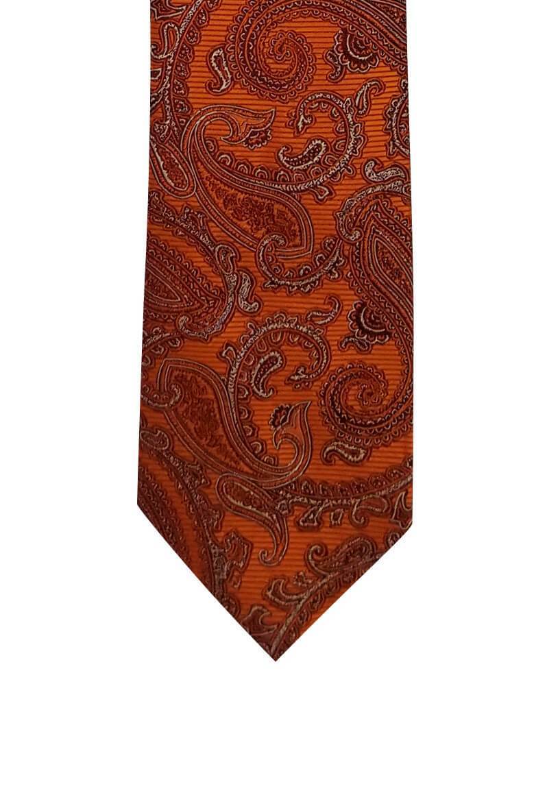 Burnt Orange Paisley Pre-tied Tie, Tie, GoTie