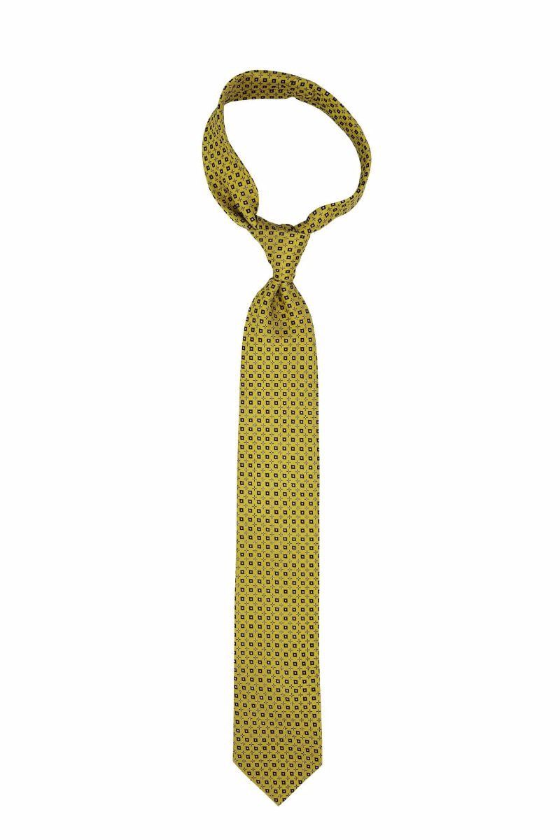 Mustard Yellow Geometric Pre-tied Tie, Tie, GoTie