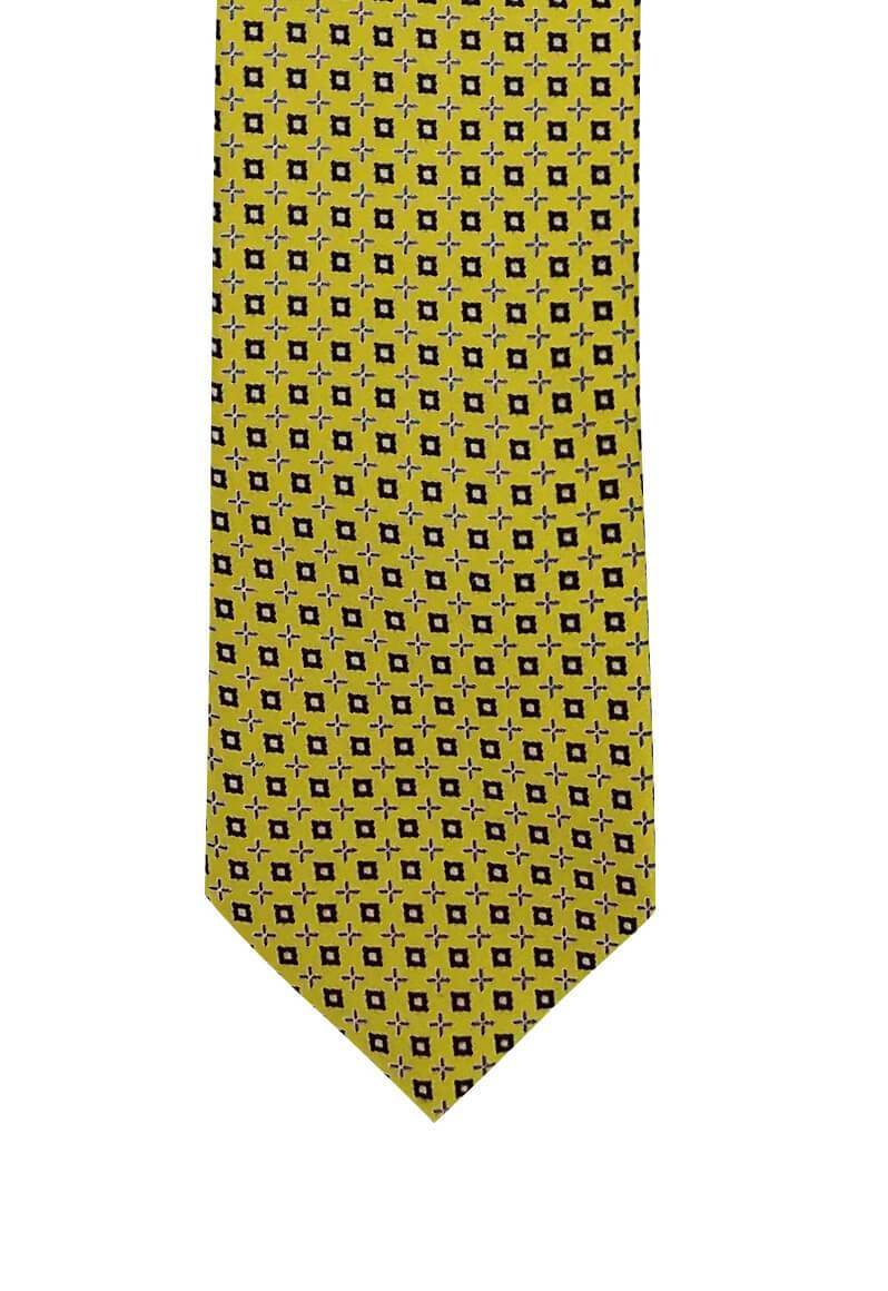 Mustard Yellow Geometric Pre-tied Tie, Tie, GoTie