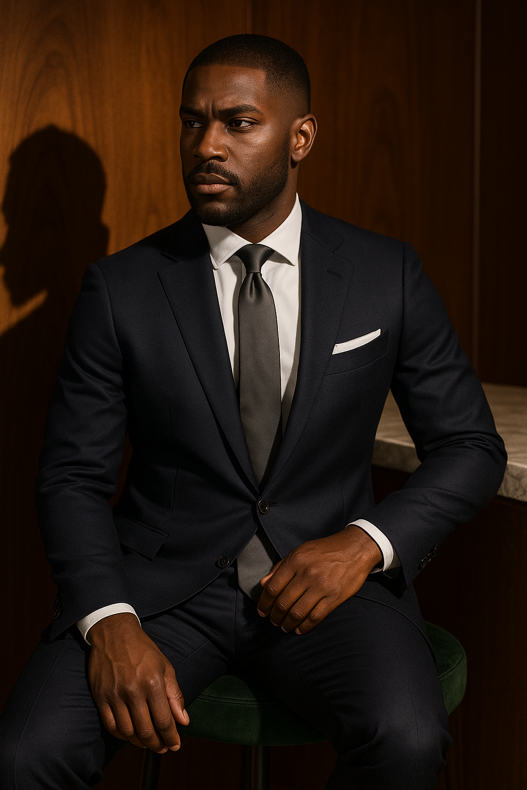 AI generated marketing image for Solid Gun Metal Gray Traditional Tie