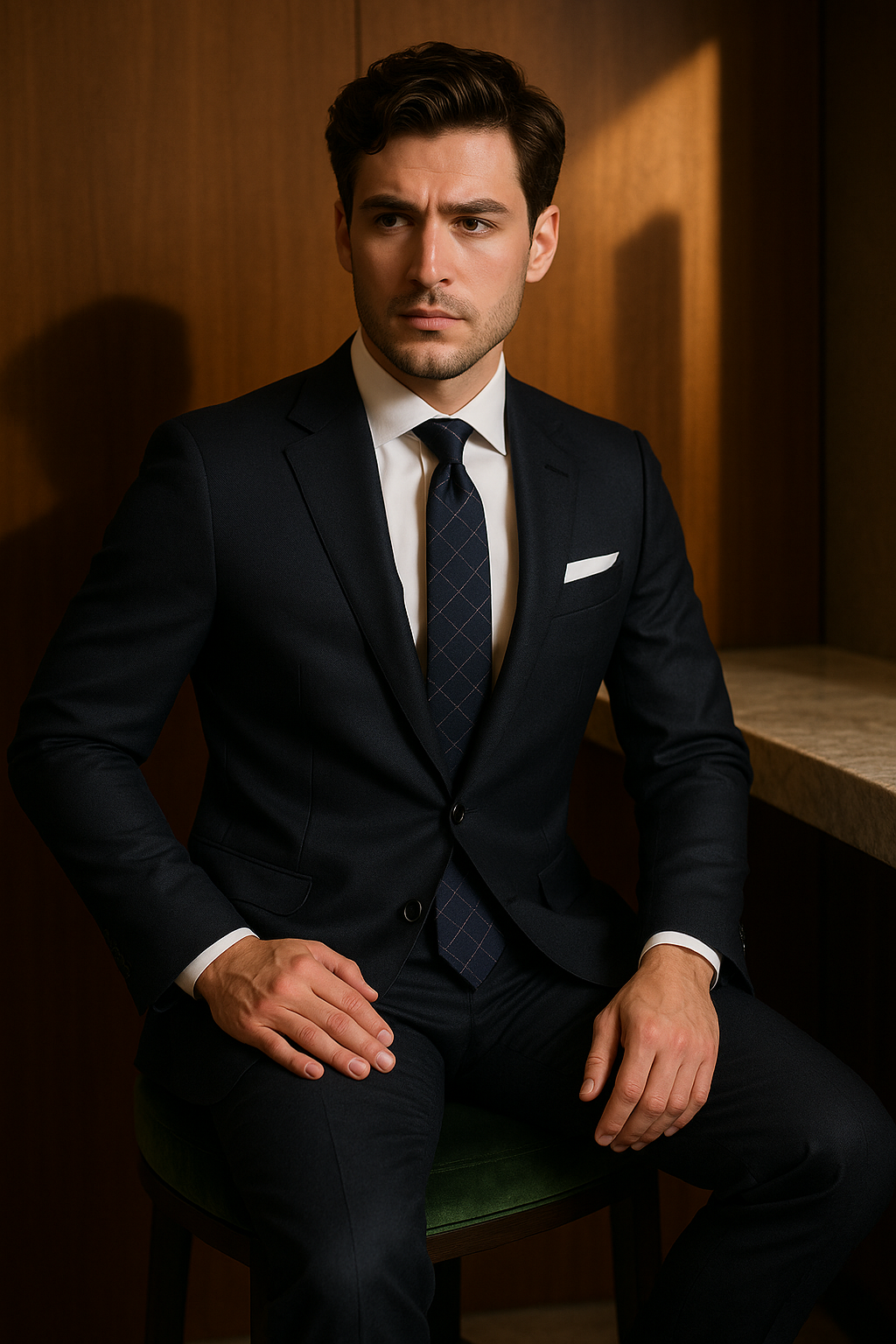 AI generated marketing image for Daring Square Traditional Tie