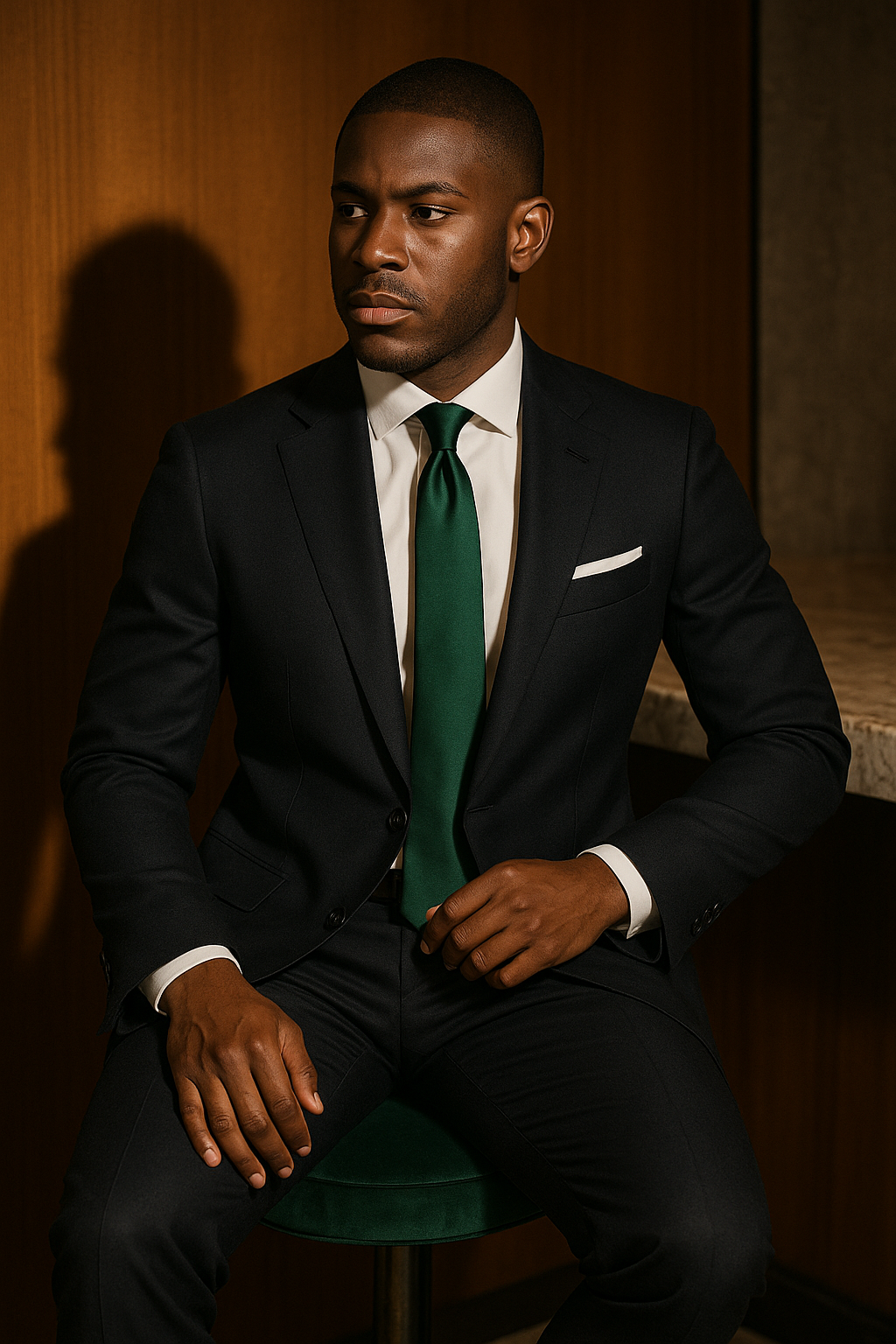 AI generated marketing image for Solid Forest Green Traditional Tie