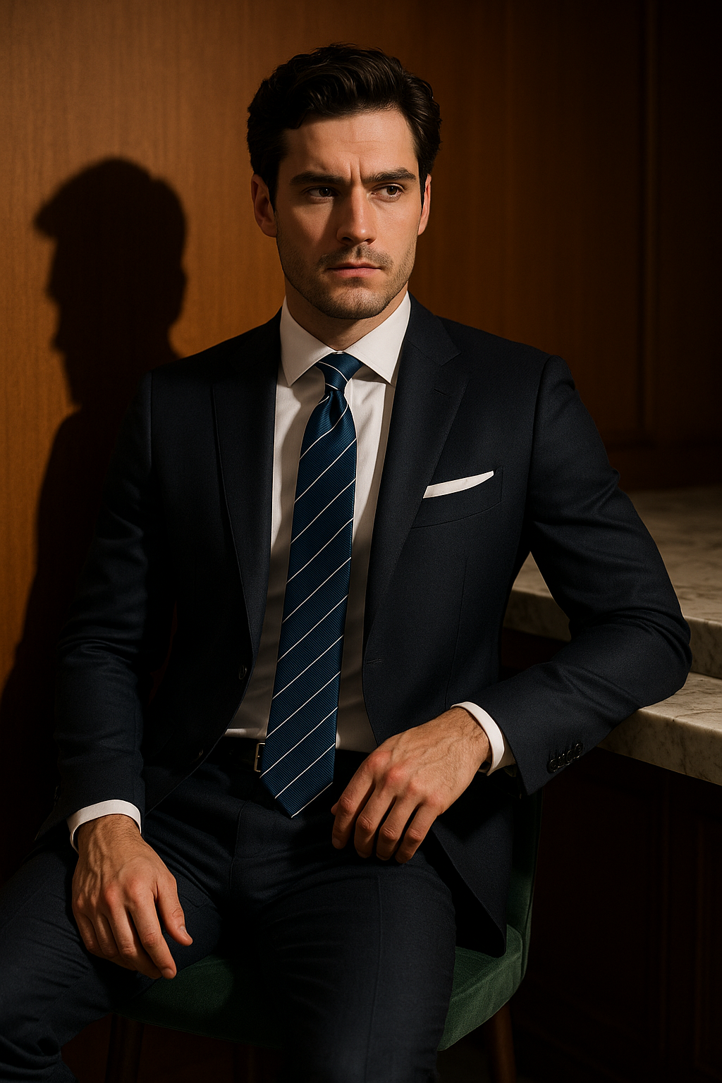 AI generated marketing image for Blue Fletching Traditional Tie