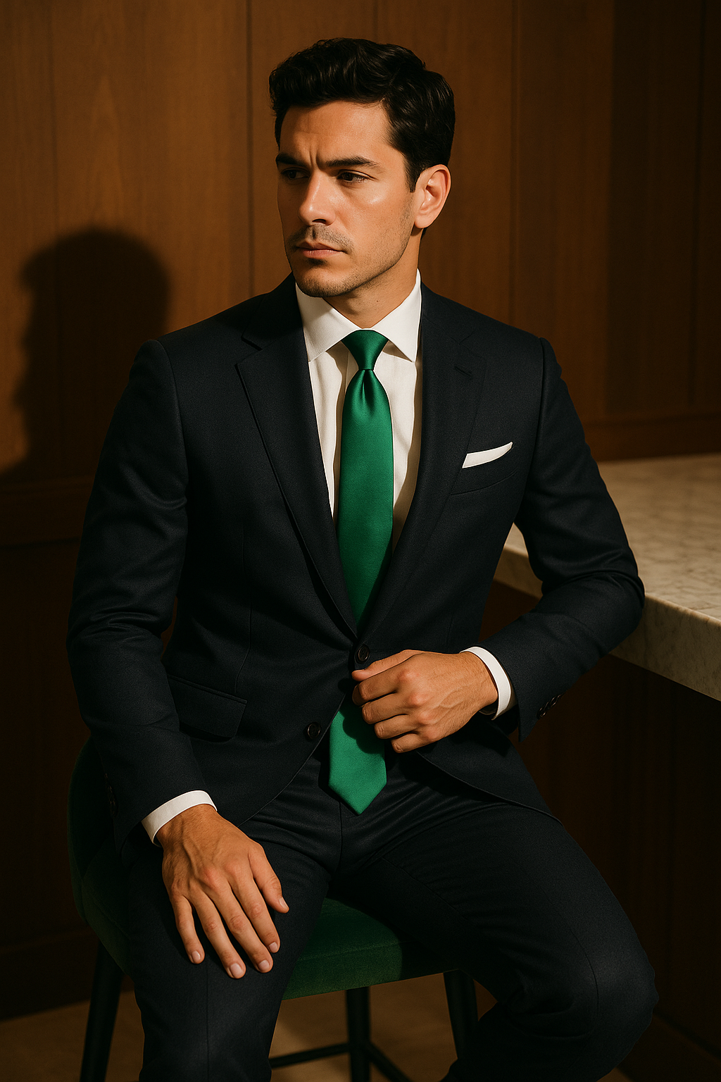 AI generated marketing image for Solid Seaweed Green Tie