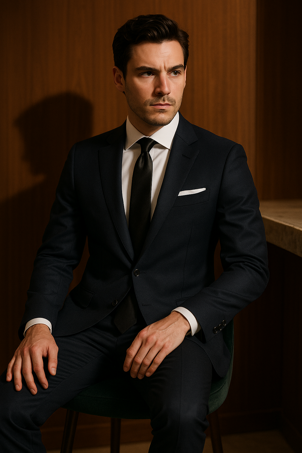 AI generated marketing image for Dashing Black Traditional Tie