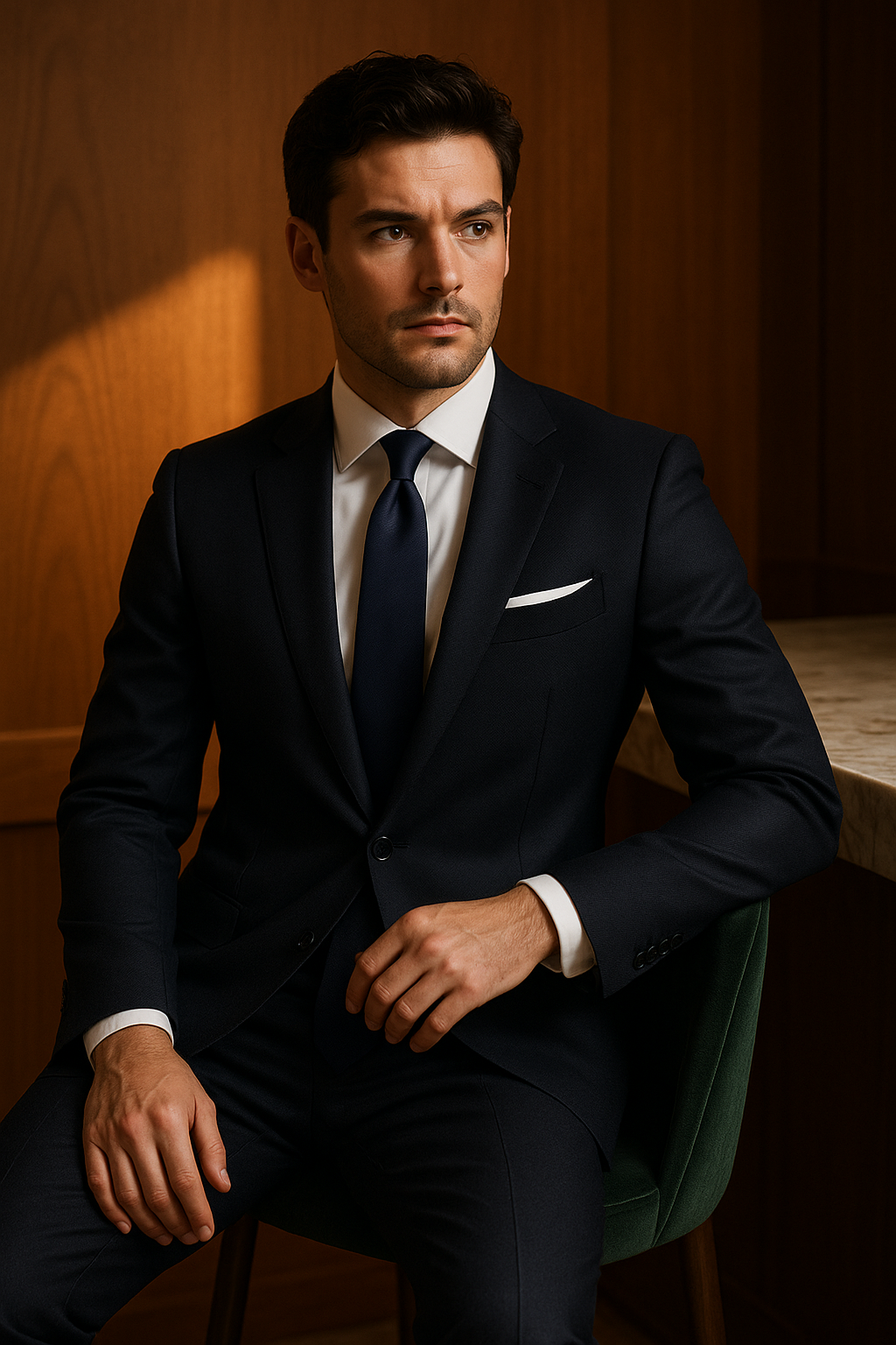 AI generated marketing image for Utterly Classic Navy Traditional Tie