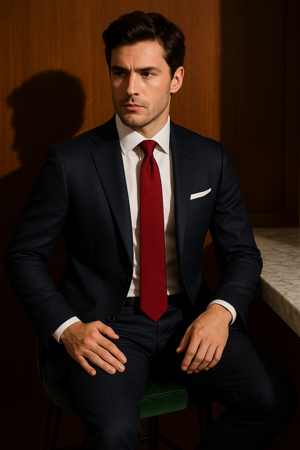 AI generated marketing image for Burgundy with a Pattern Traditional Tie