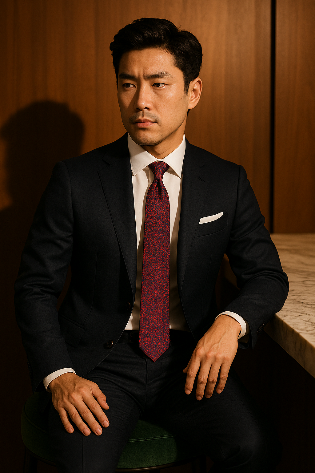 AI generated marketing image for Red Blue Small Checkered Traditional Tie