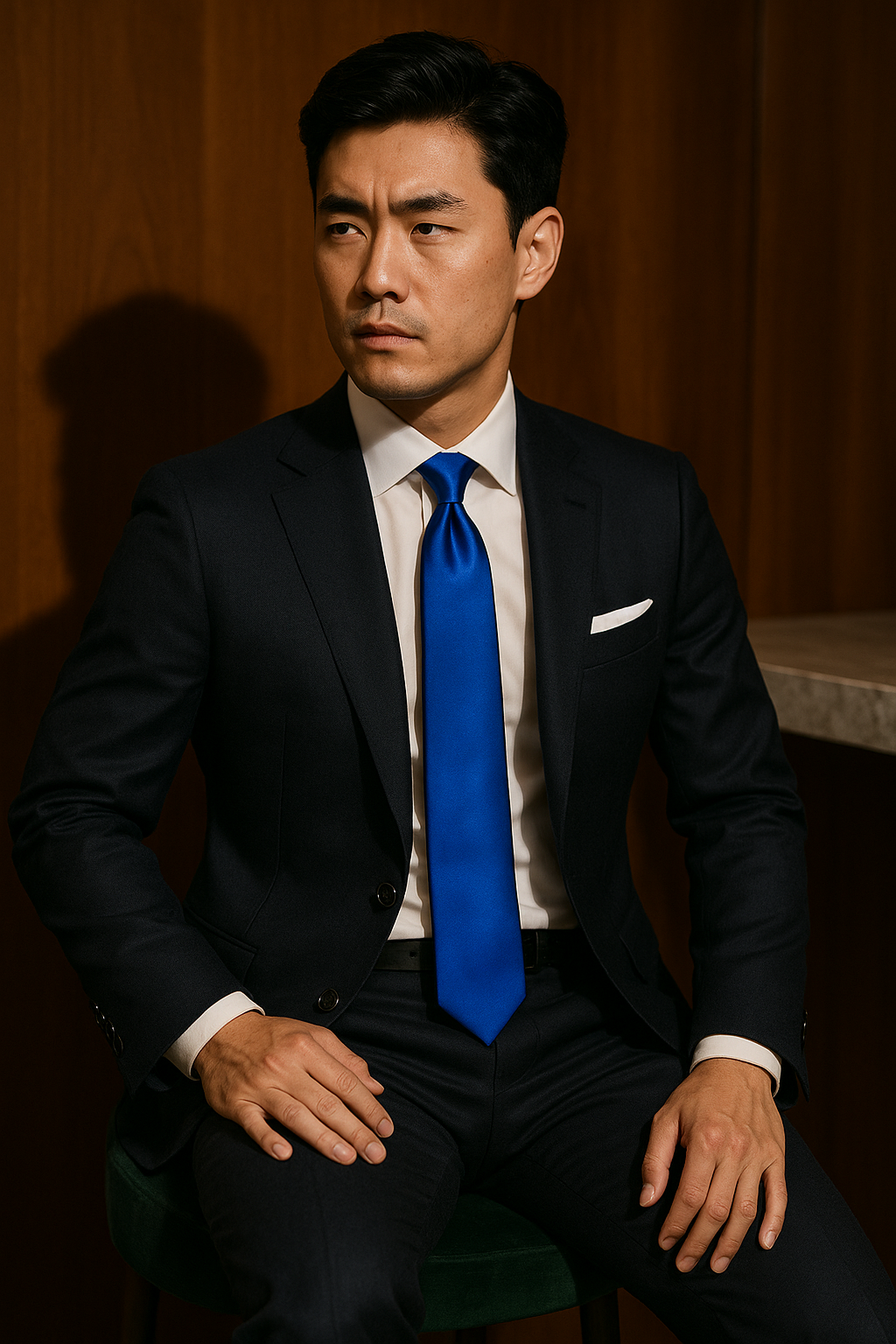 AI generated marketing image for Bright Solid Blue Traditional Tie