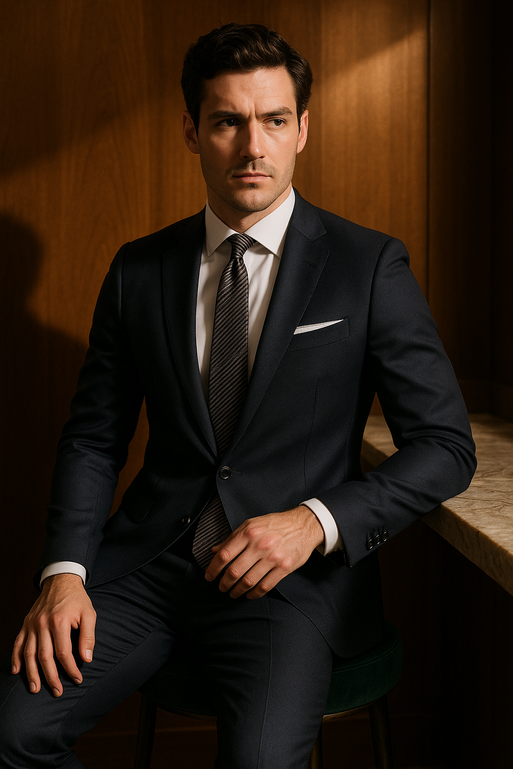 AI generated marketing image for Gray Black Striped Skinny Tie