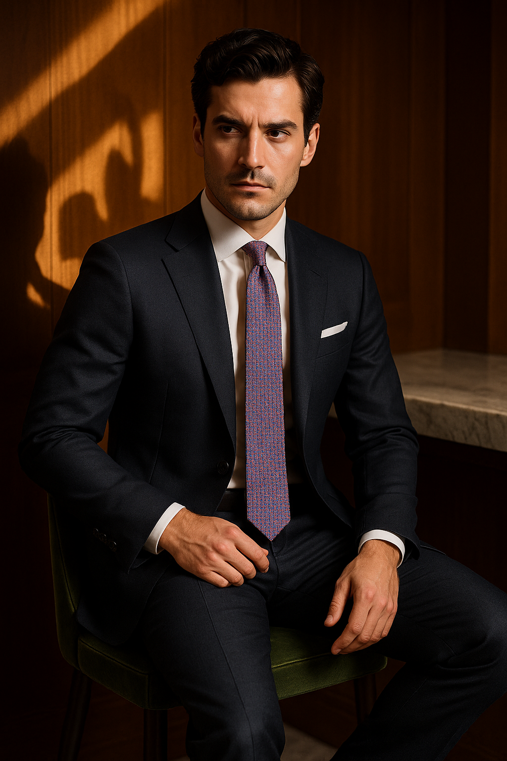 AI generated marketing image for Blue and Pink Mesh Traditional Tie