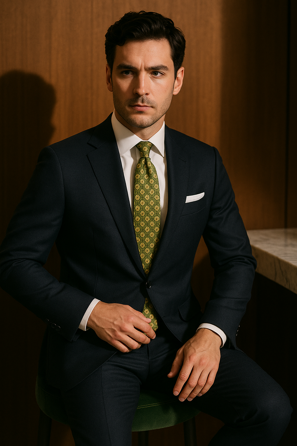 AI generated marketing image for Green Daisy Traditional Tie