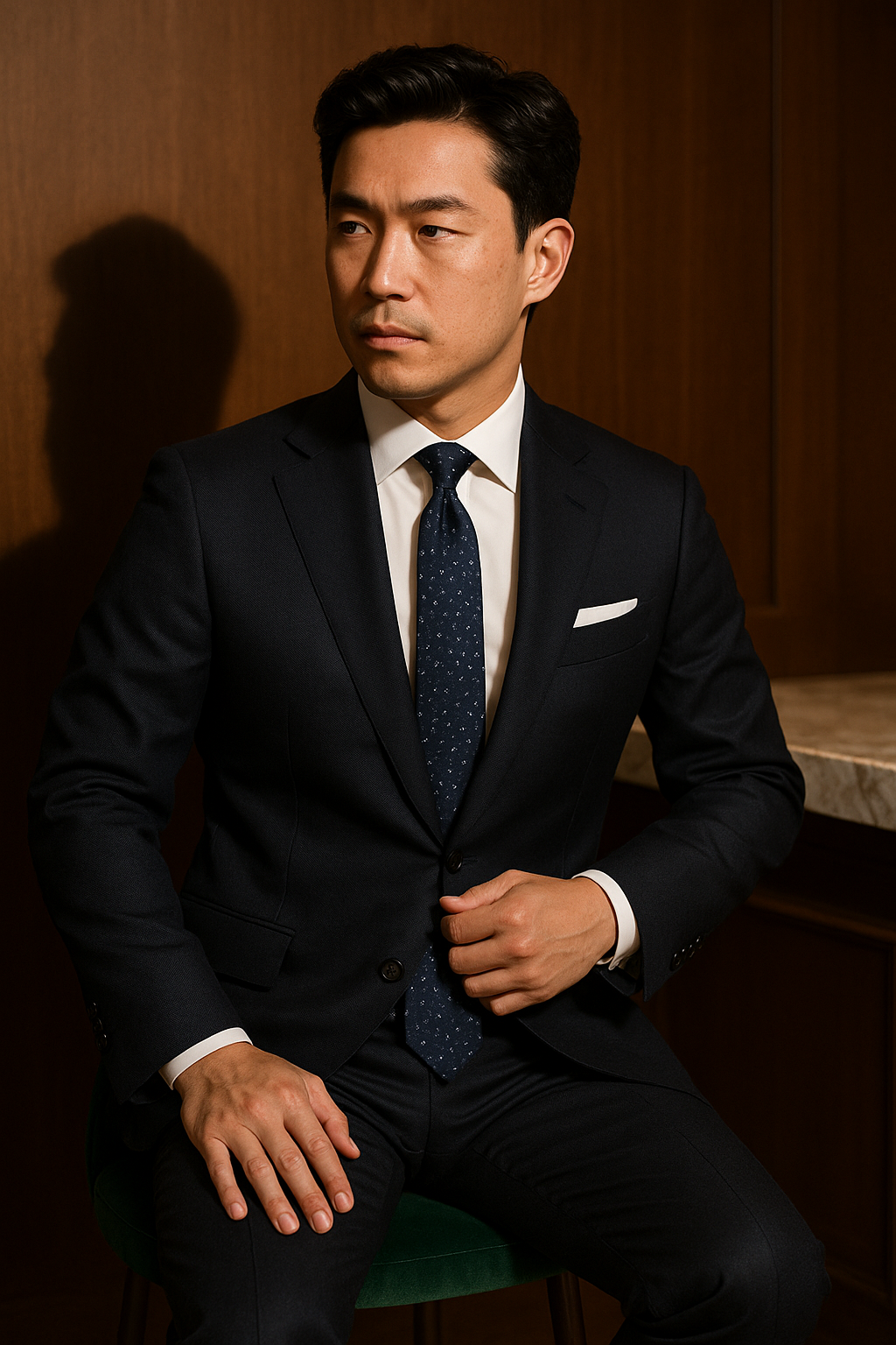 AI generated marketing image for Navy Blue Constellations Traditional Tie