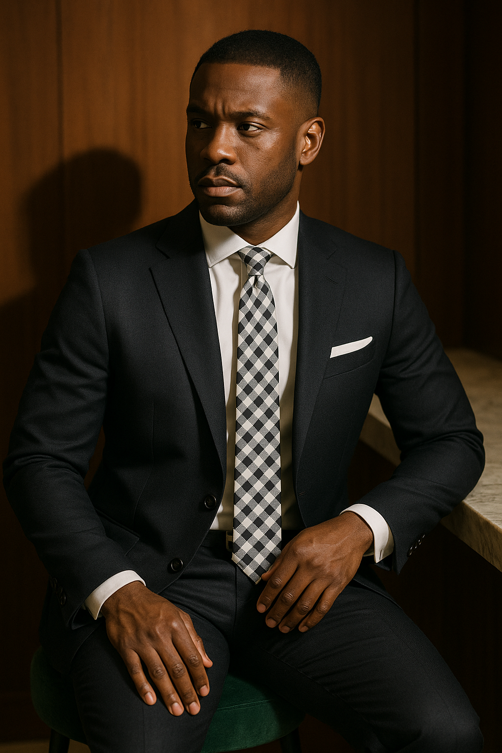 AI generated marketing image for Black and White Picnic Patterned Tie