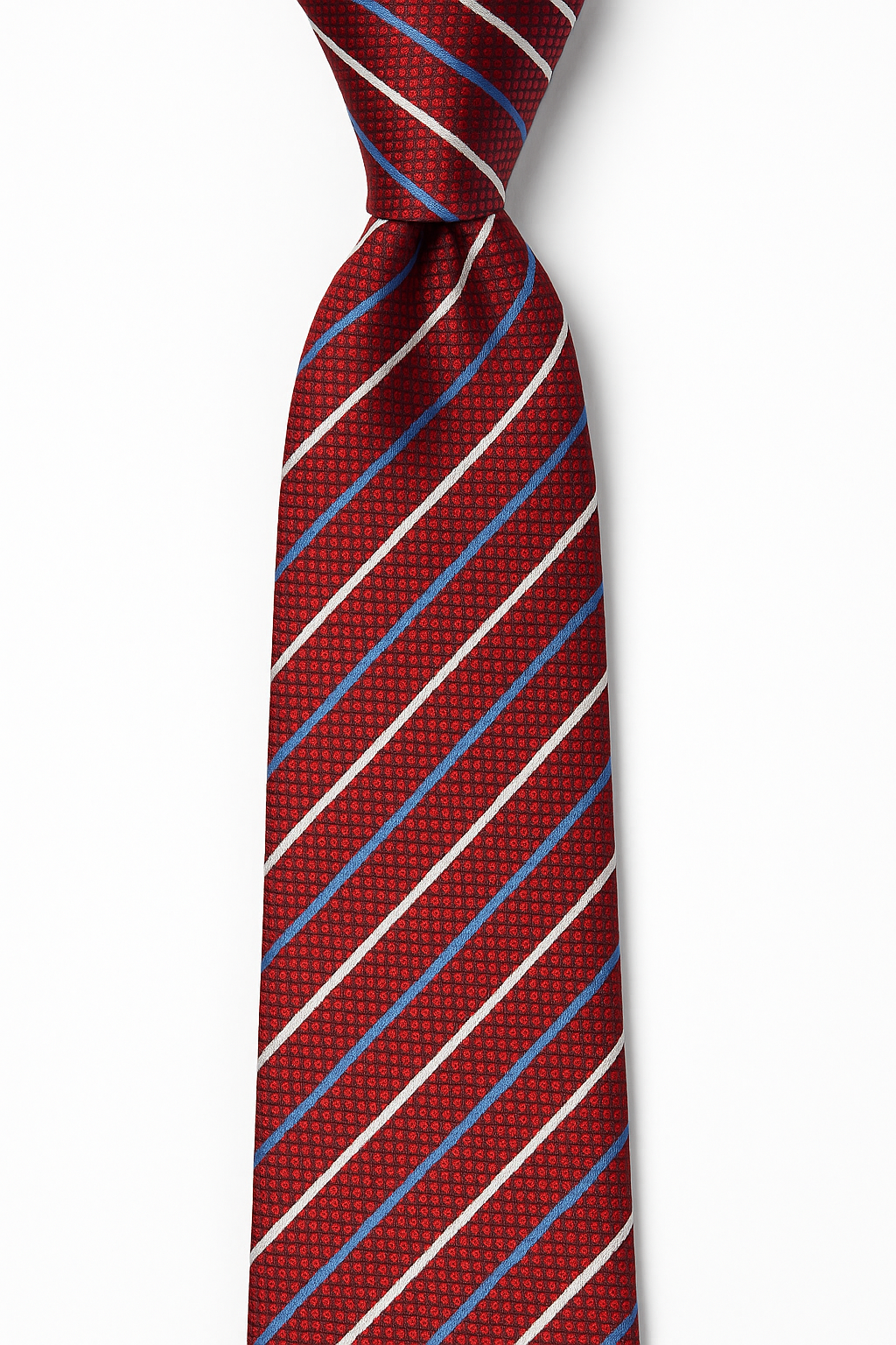 AI generated marketing image for Red with Thin Blue White Stripes Traditional Tie