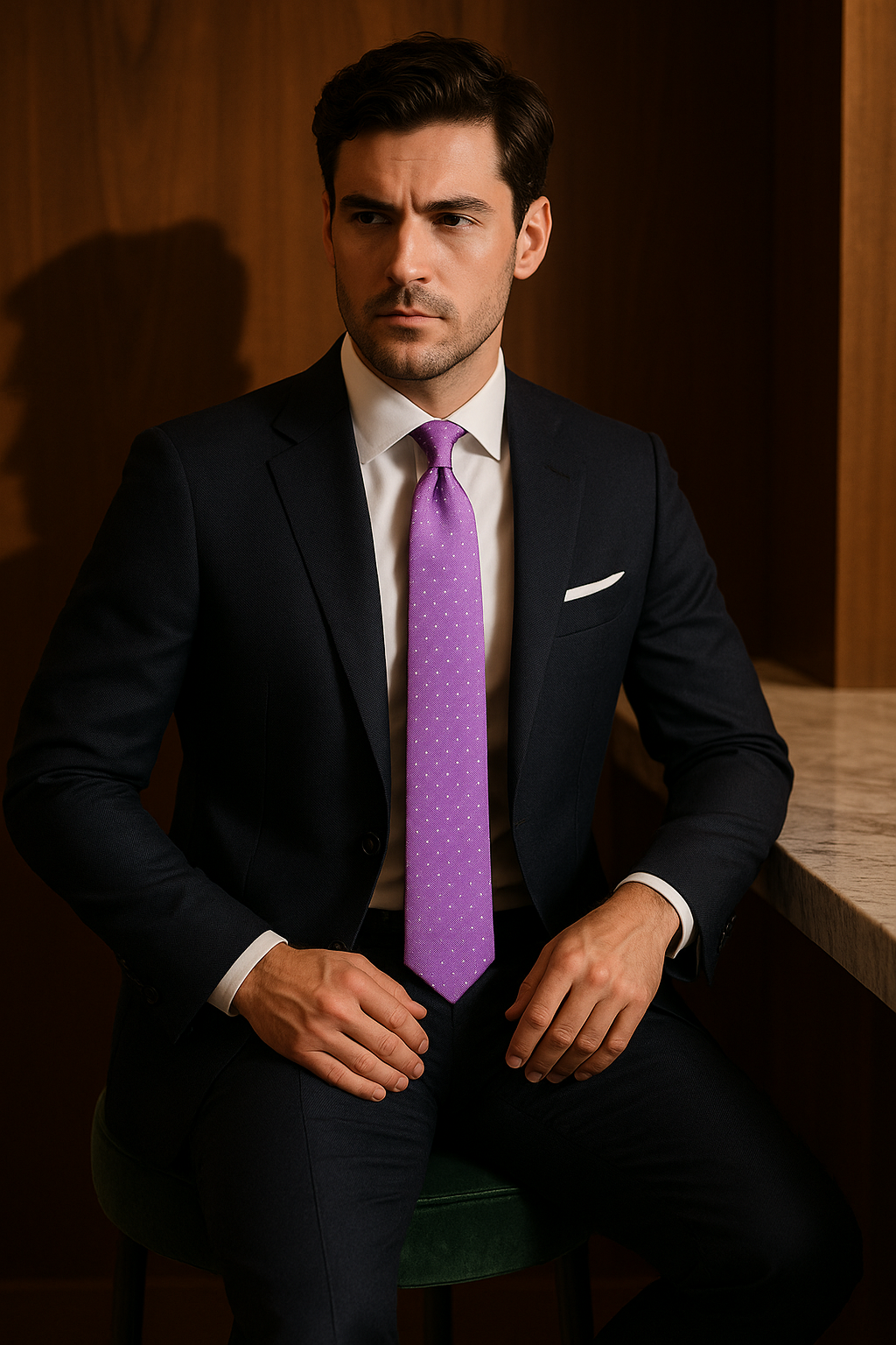 AI generated marketing image for Light Purple with Silver Dots Traditional Tie