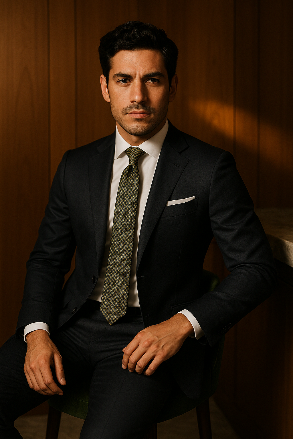 AI generated marketing image for Green Blue Small Checkered Traditional Tie