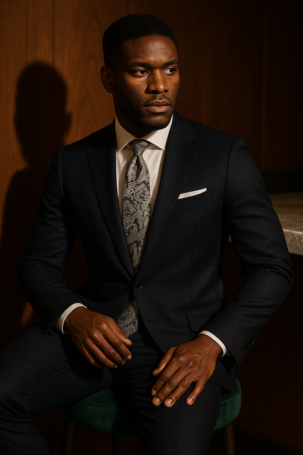 AI generated marketing image for Silver Paisley Tie