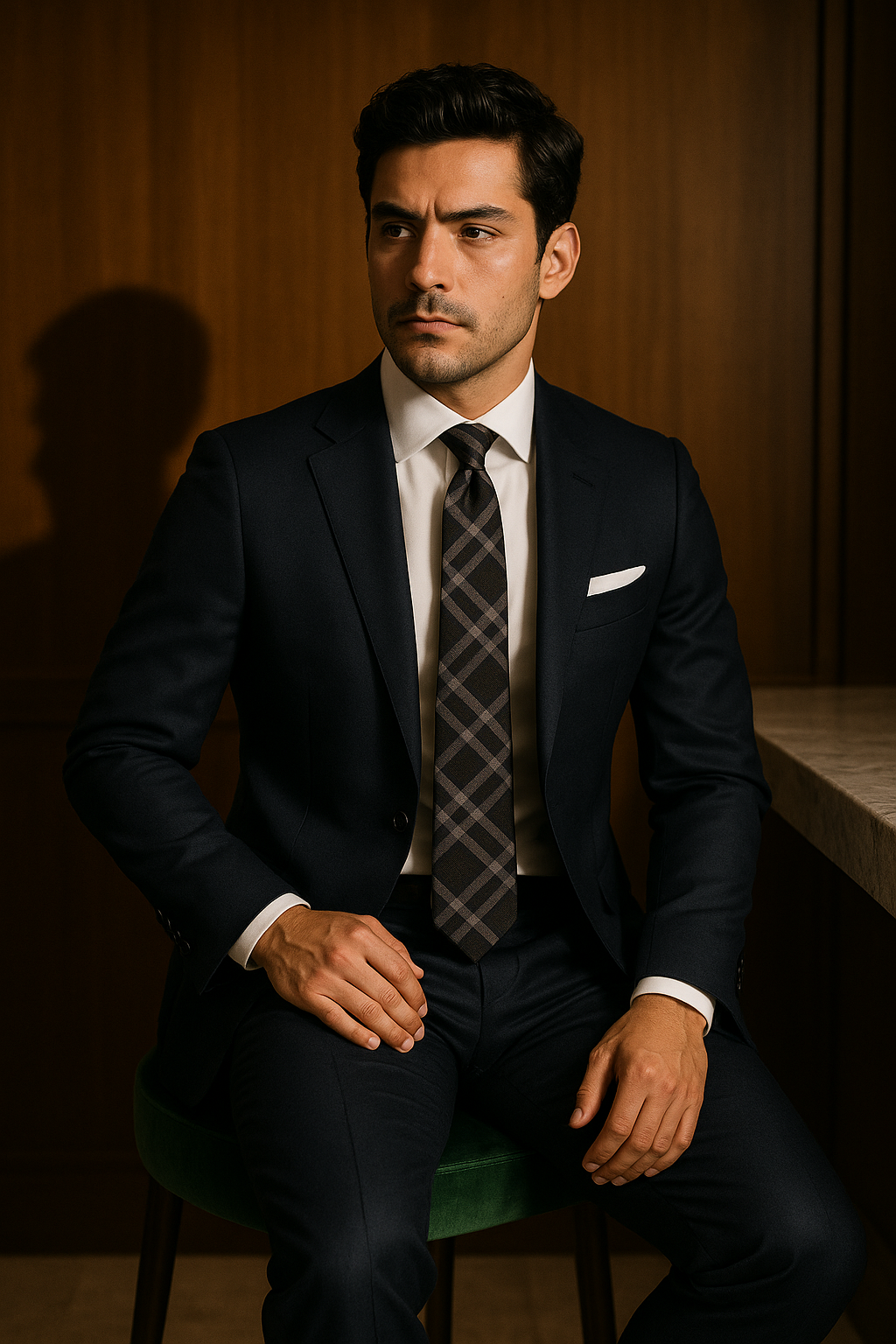 AI generated marketing image for Black and Navy Plaid Traditional Tie