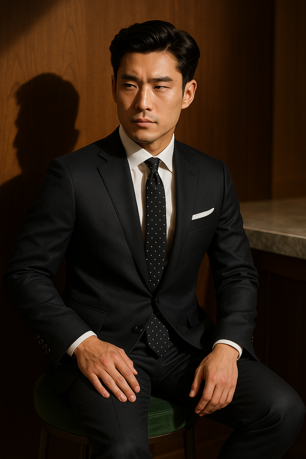 AI generated marketing image for Black with White Dots Skinny Tie