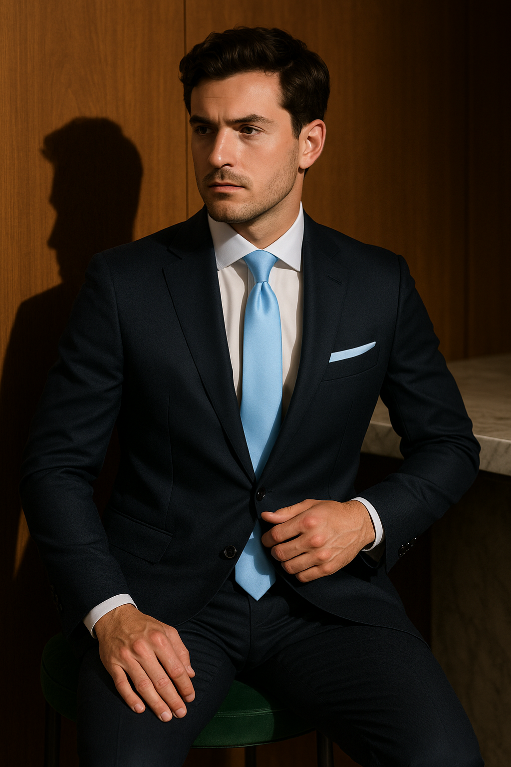 AI generated marketing image for Solid Baby Blue Traditional Tie