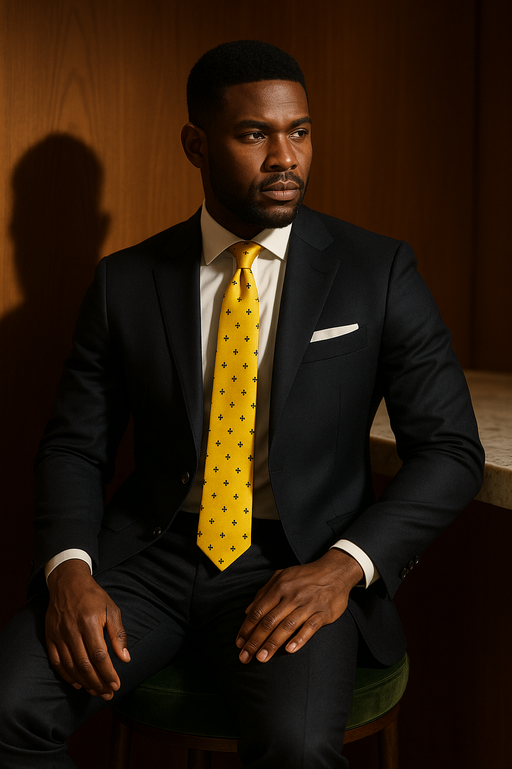 AI generated marketing image for Yellow Fleur De Lis Tie