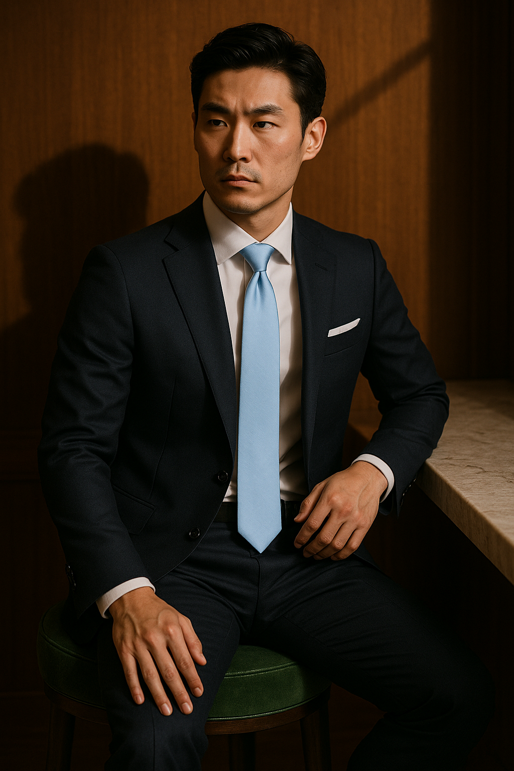 AI generated marketing image for Solid Baby Blue Tie