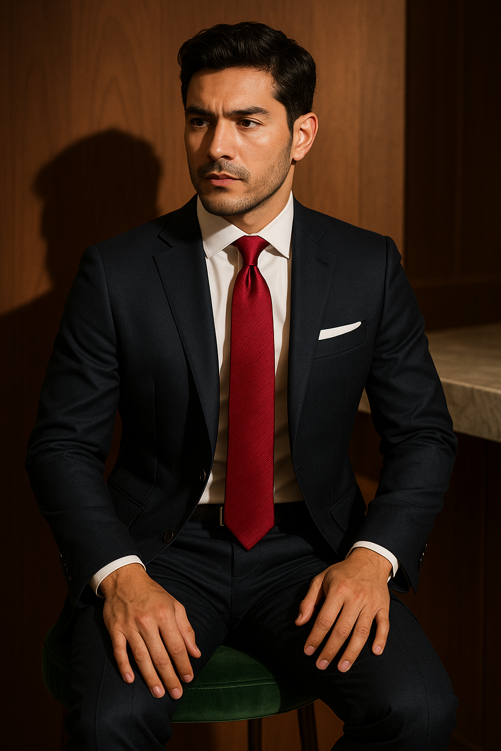 AI generated marketing image for Crimson Lines Traditional Tie