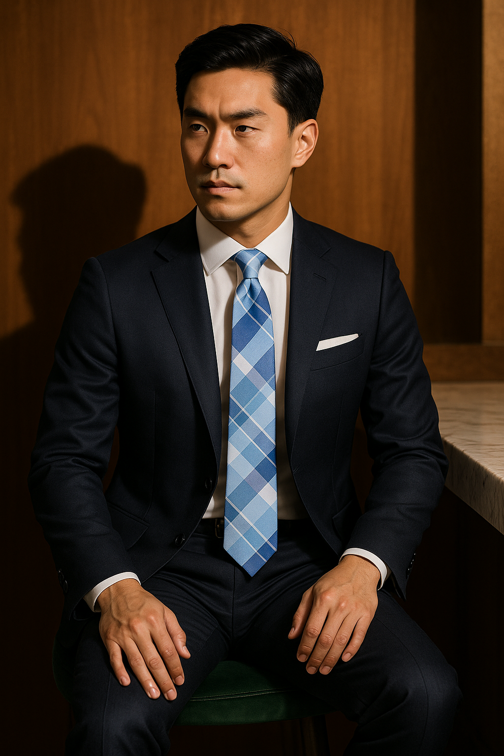 AI generated marketing image for Multi-Blue Plaid Traditional Tie