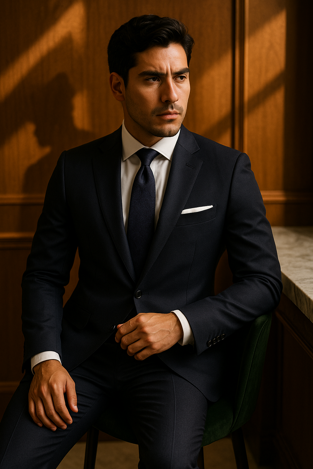 AI generated marketing image for Paisley Blues Traditional Tie