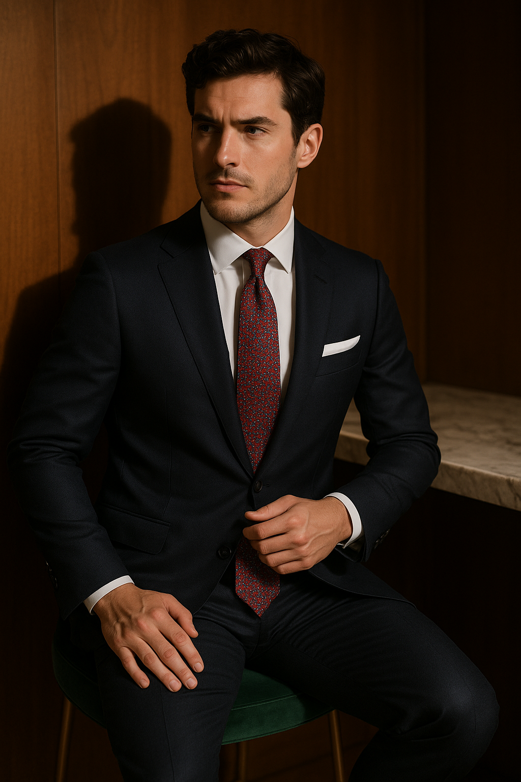 AI generated marketing image for Red Blue Geometric Circled Tie