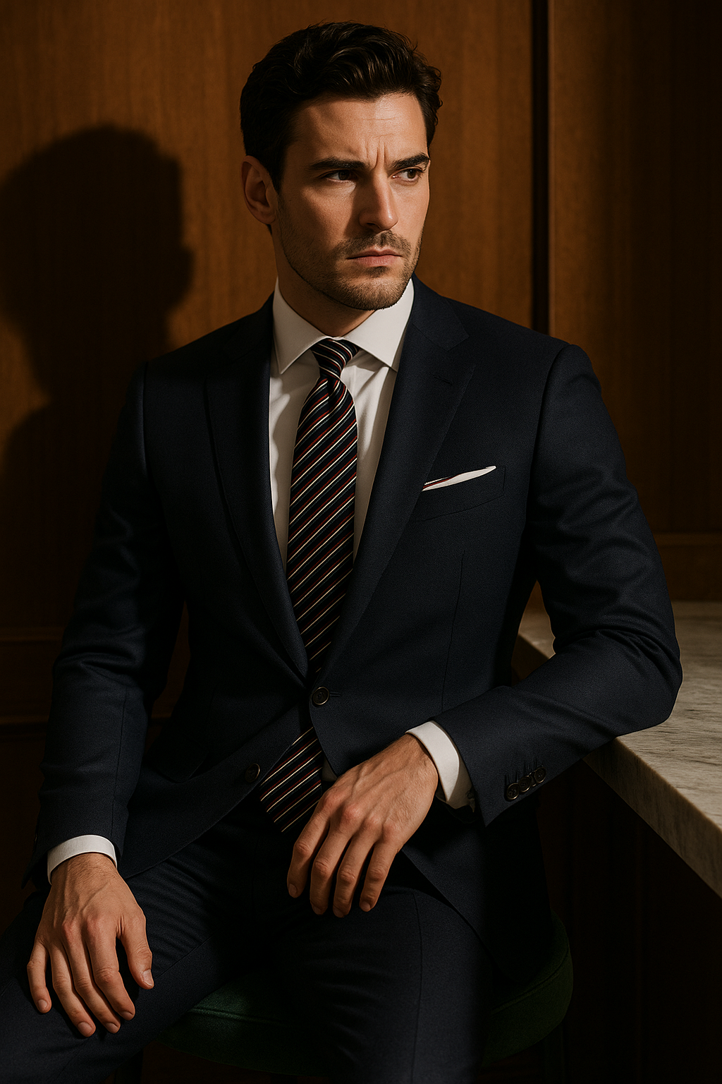 AI generated marketing image for Red Racing Striped Tie