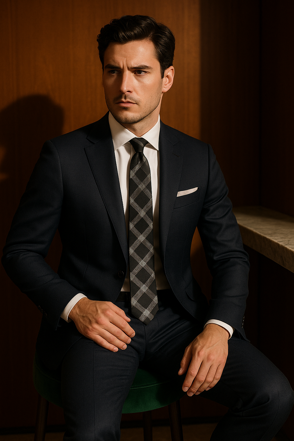 AI generated marketing image for Preppy Black Traditional Tie