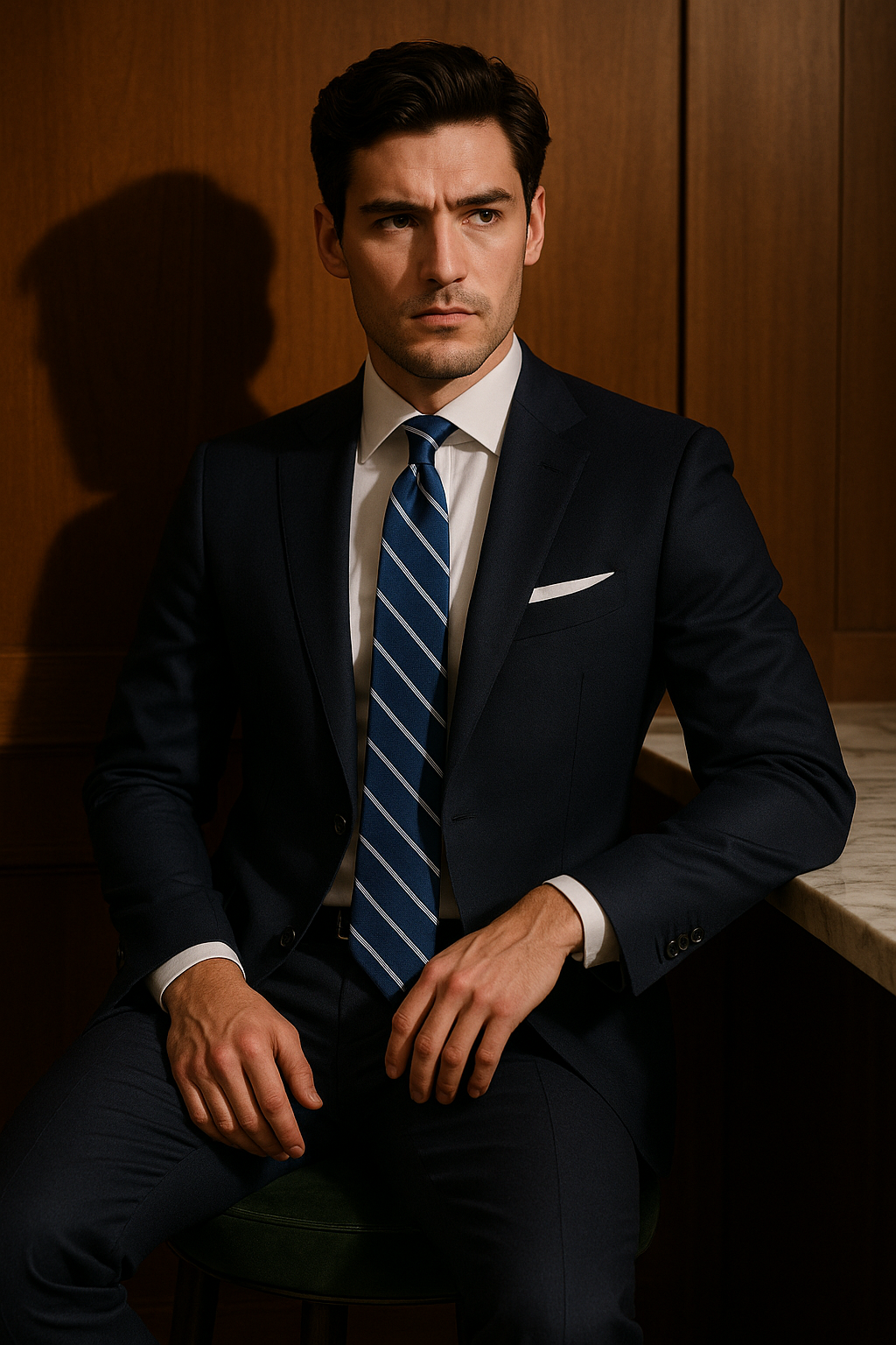 AI generated marketing image for Blue Navy Traditional Tie