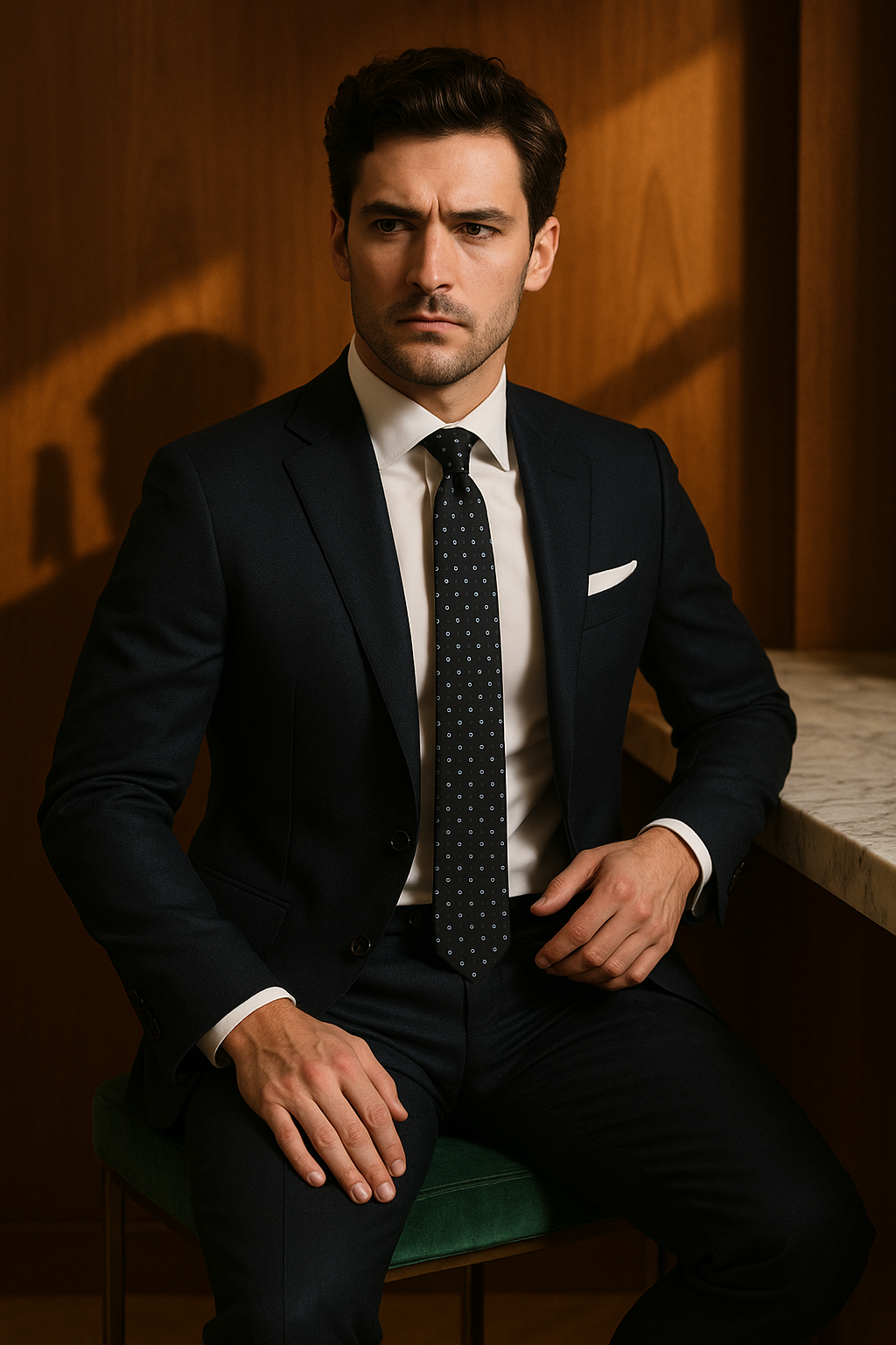 AI generated marketing image for Black with Silver Circles Tie