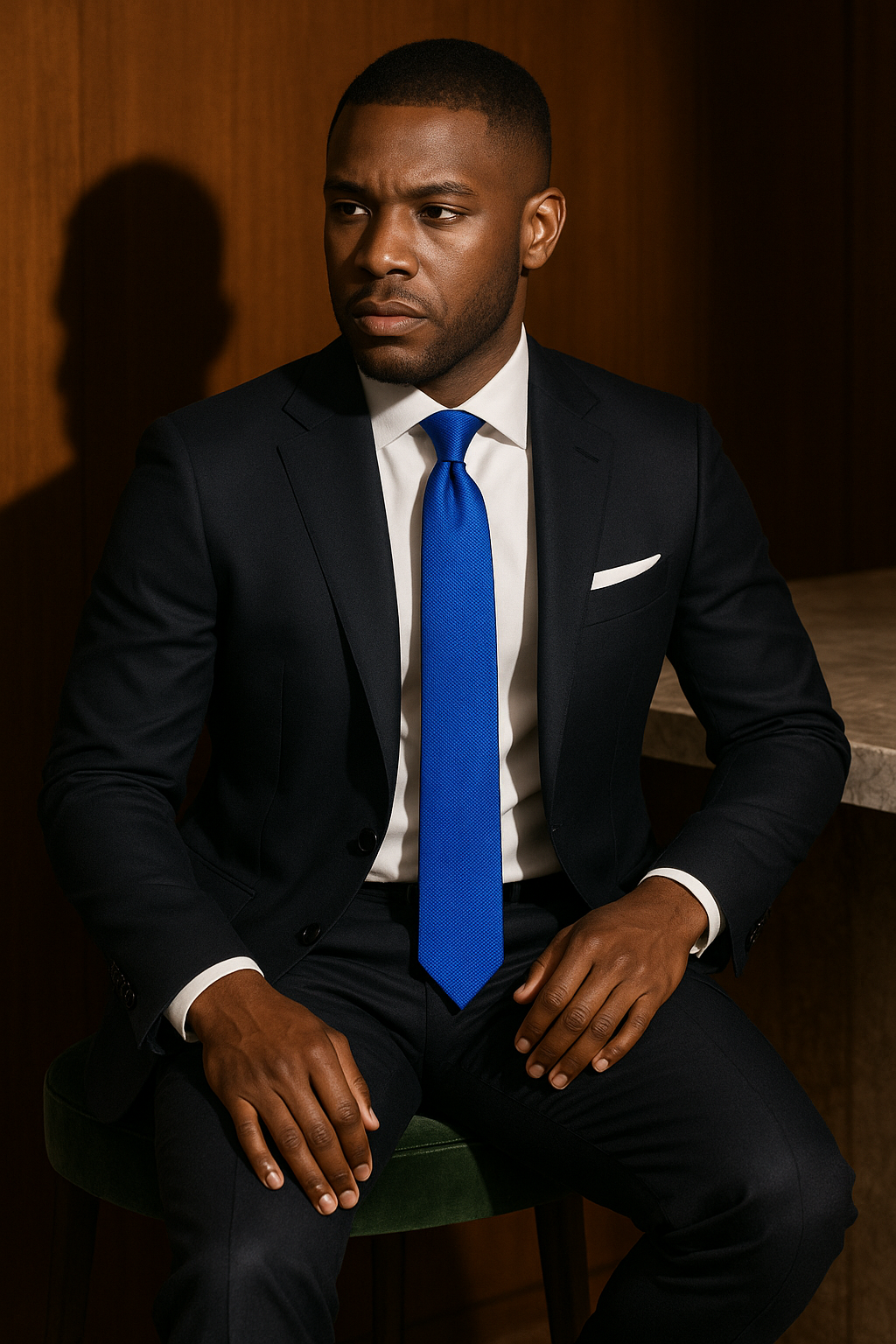 AI generated marketing image for Solid Blue with a Pattern Tie