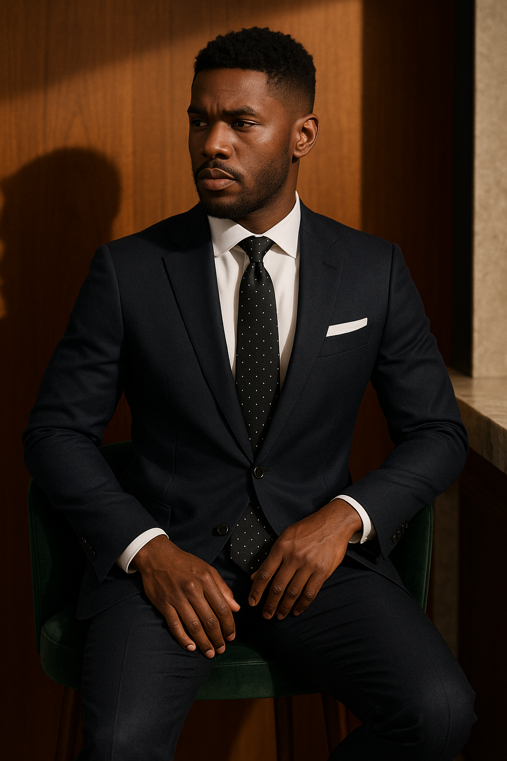 AI generated marketing image for Black with White Dots Traditional Tie