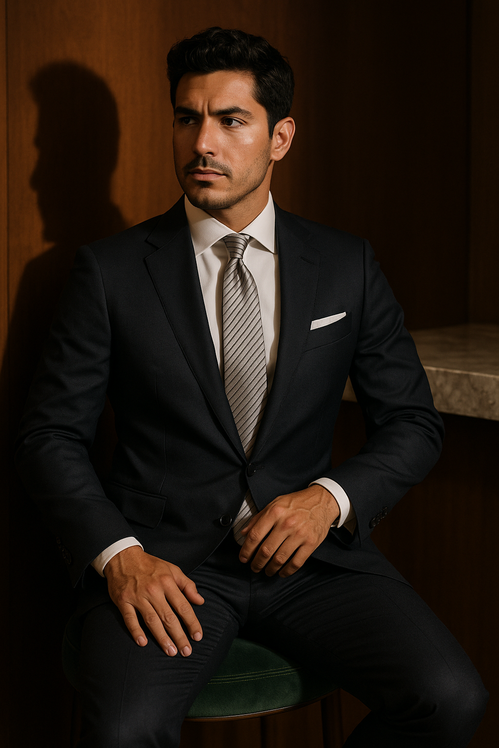 AI generated marketing image for Silver Thin Striped Traditional Tie