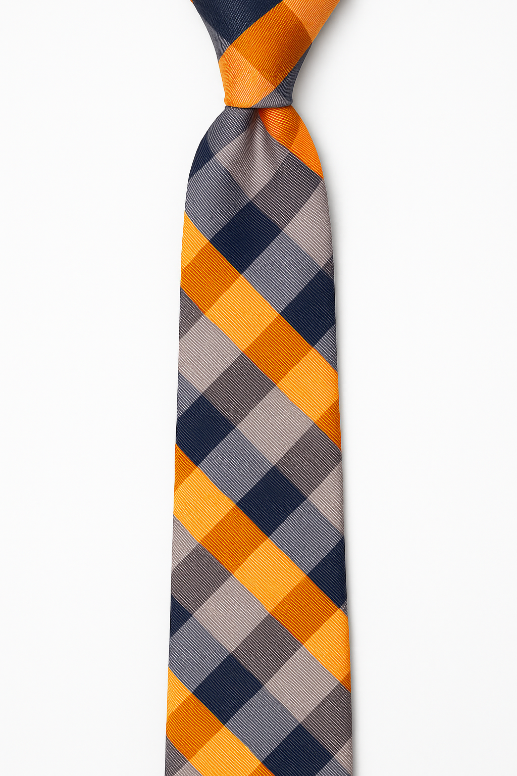 AI generated marketing image for Orange Blue Plaid Skinny Tie