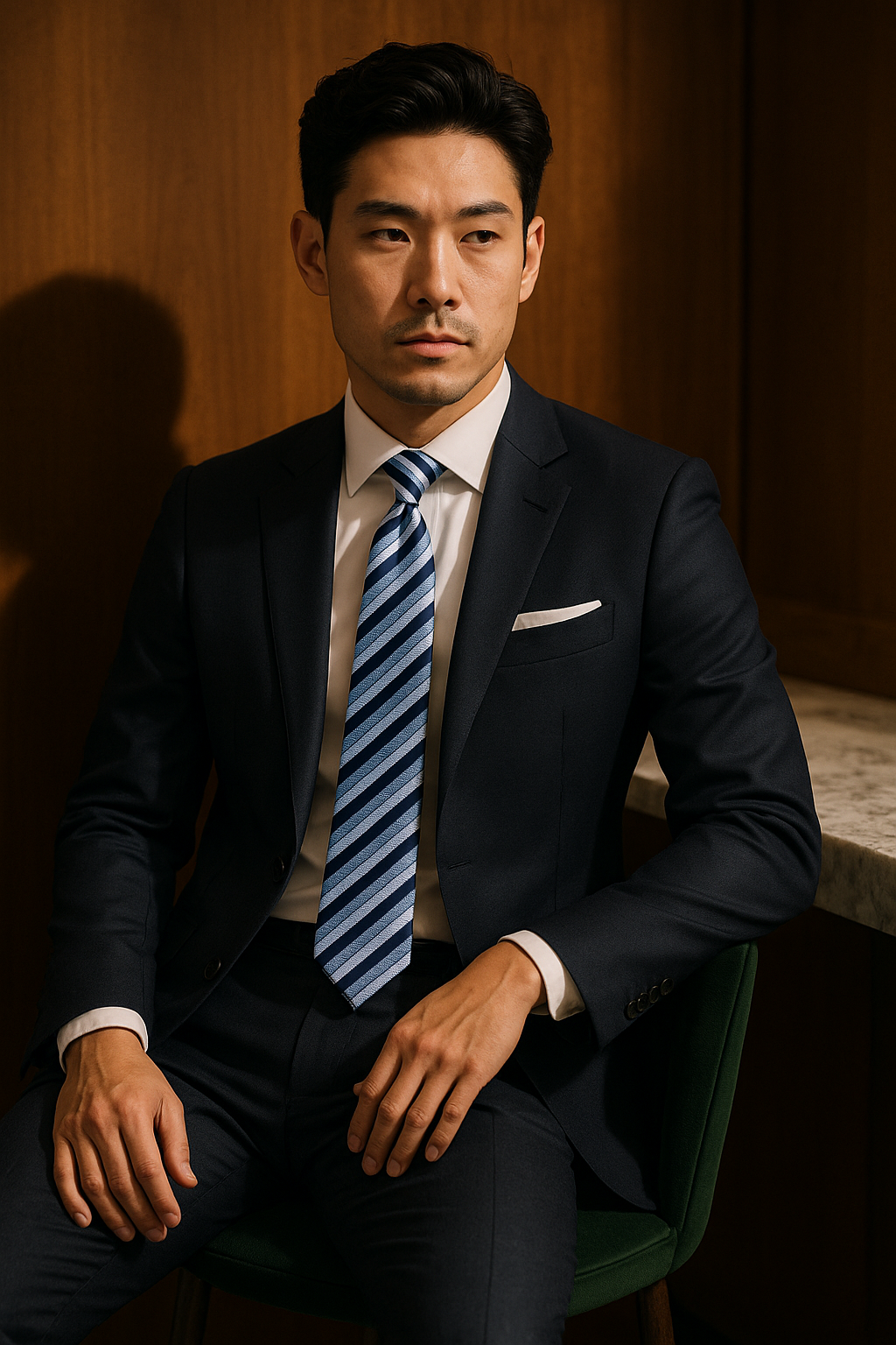 AI generated marketing image for Blue Blocker Traditional Tie