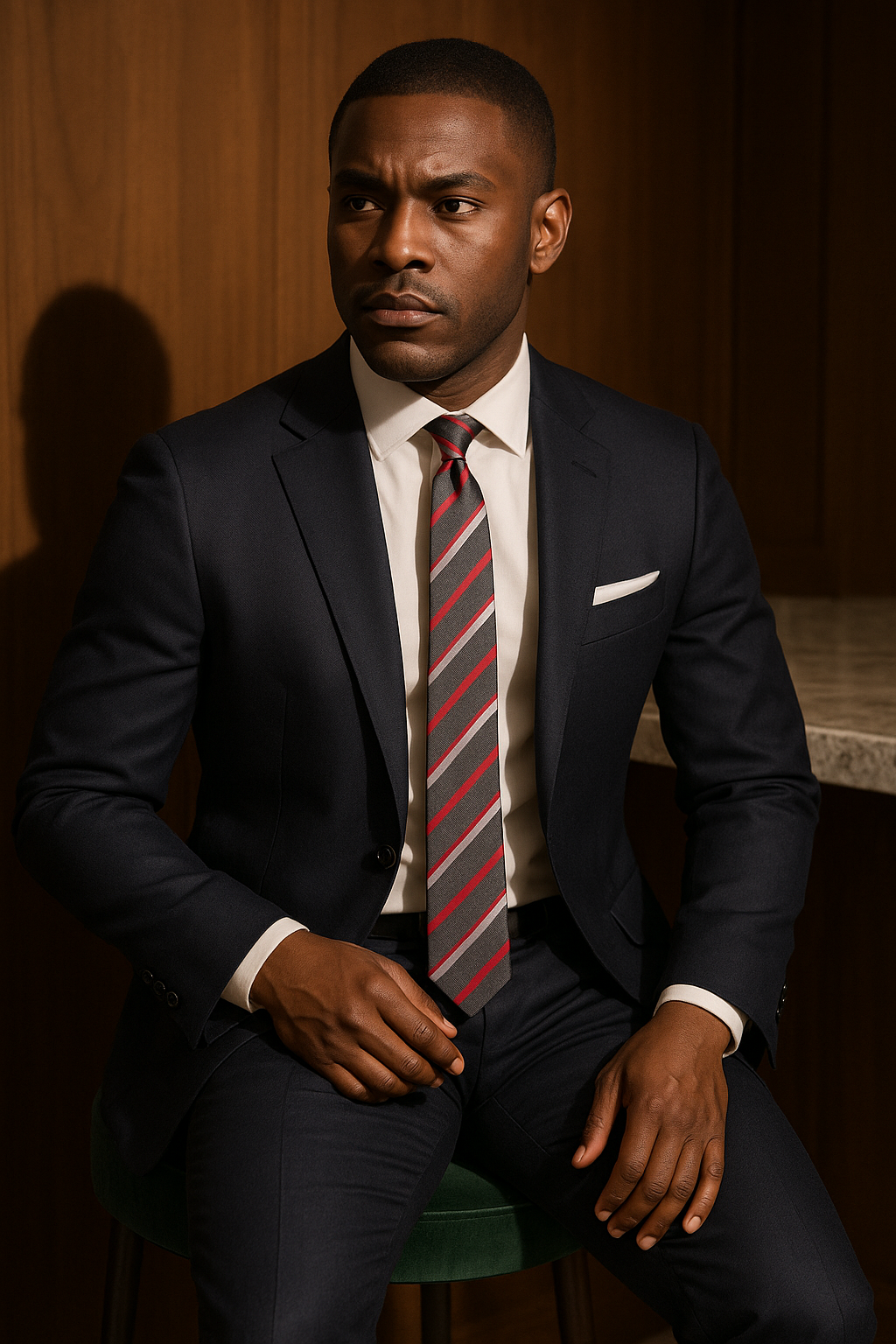 AI generated marketing image for Gray with Red Stripes Skinny Tie