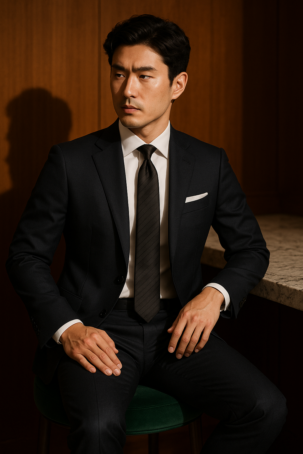 AI generated marketing image for Black Black Stripes Traditional Tie