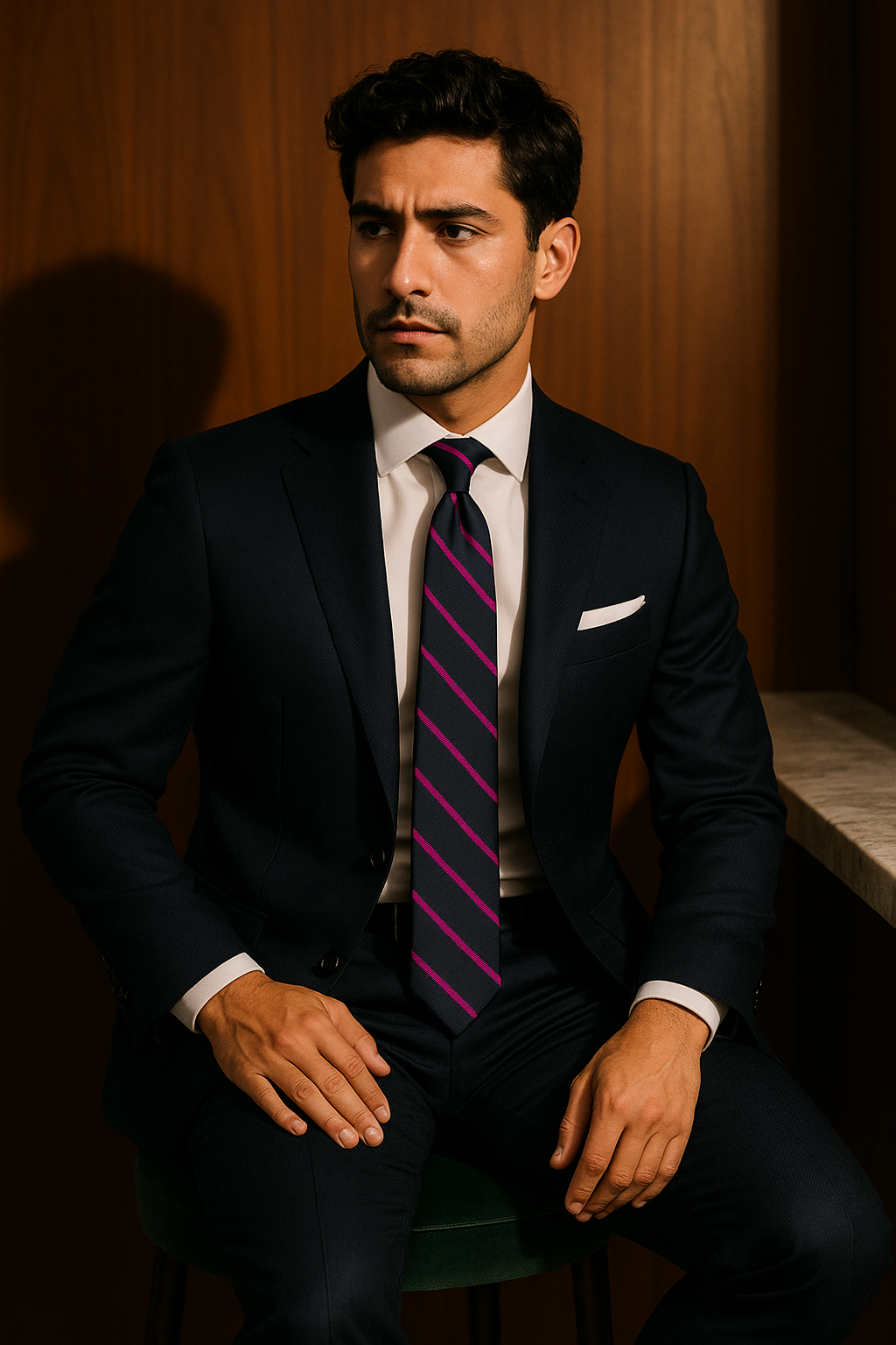 AI generated marketing image for Dark Purple Light Purple Striped Traditional Tie